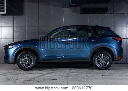 Novosibirsk, Russia - January 25, 2019:  Mazda Cx-5,  Side View. Photography Of A Modern Car On A Pa