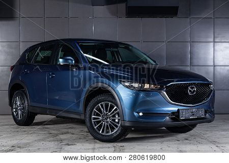 Novosibirsk, Russia - January 25, 2019:  Mazda Cx-5,  Front View. Photography Of A Modern Car On A P