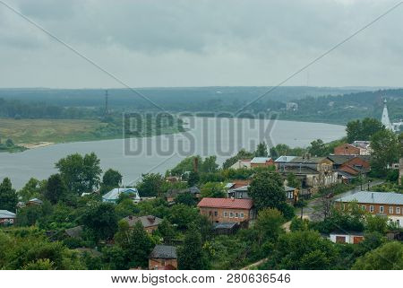 View Of The City Kasimov, Russia, During Overcast Rainy Day