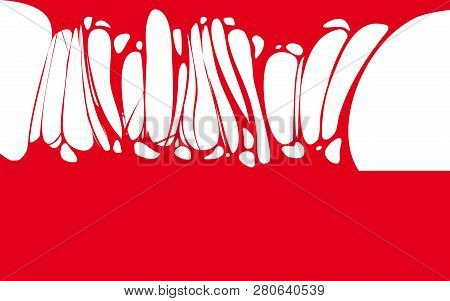 Slime Sticky Red Banner, Spittle, Snot. Frame Of Scary Zombie, Alien Slime. Cartoon Flat Slime Isola