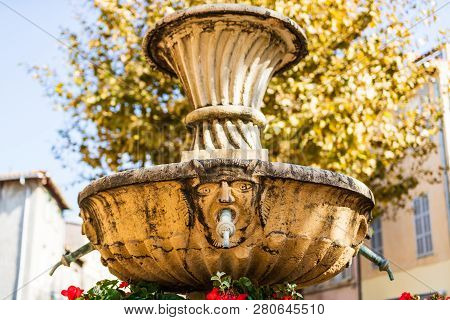 Photo Of A Public Fountain, Cassis, Provence, France.