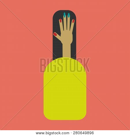Modern Art Collage. Funny Illustration, Exaggeration, Comparison, Surrealism, Nail Polish, Instead O