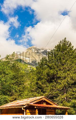 Mountain Peaks On A Cloudy Day Near Ajaccio, Corsica Island, France.