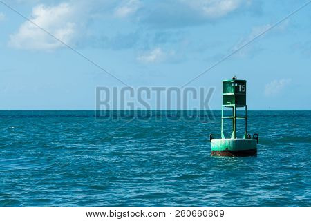 Number 15 Green Navigation Bouy In Key West Harbor