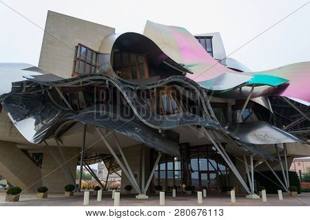 Elciego, Spain - November 8, 2015: Marques De Riscal Luxury Winery And Hotel, Designed By Frank Gehr