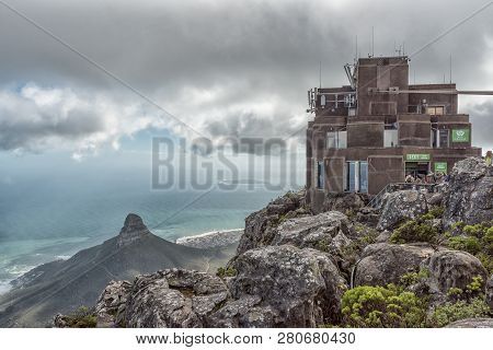 Cape Town, South Africa, August 17, 2018: The Upper Cable Station On Top Of Table Mountain In Cape T