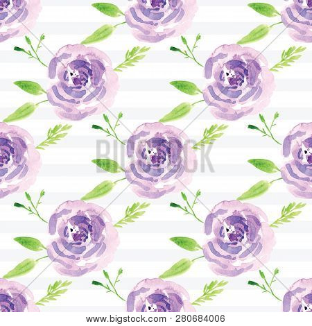 Hand-painted Watercolor Floral Rose Pattern, Illustration Of Decorative Floral Design