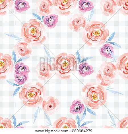 Hand-painted Watercolor Floral Rose Pattern, Illustration Of Decorative Floral Design