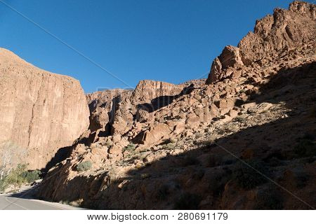 Beautiful Desert Landscape Of Todra Gorge In High Atlas In Morocco