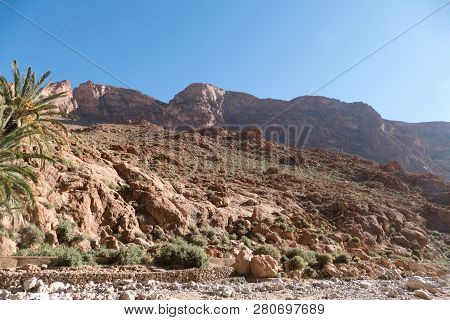 Beautiful Desert Landscape Of Todra Gorge In High Atlas In Morocco