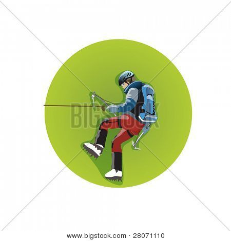 Sport green round icons: rock-climbing