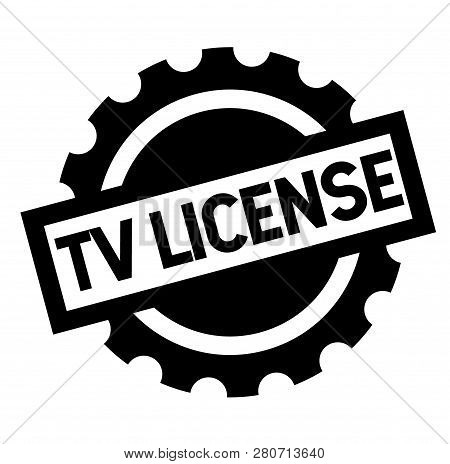 Tv License Black Stamp, Sticker, Label, On White Background
