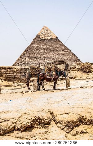 The Great Pyramids Of Giza Desert Near Cairo In Egypt Unesco Cultural Heritage