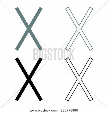 Gebo Rune Gift Talent Sign Icon Set Grey Black Color Vector Illustration Outline Flat Style Simple I