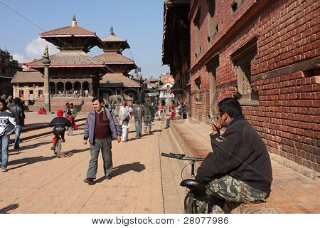 KATHMANDU, Nepál - 6. ledna: Pohled na náměstí Durbar Pátan 6 ledna 2009 v Káthmándú, Nepál. 