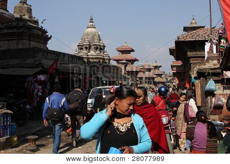 KATHMANDU, Nepál - 6. ledna: Pohled na náměstí Durbar Pátan 6 ledna 2009 v Káthmándú, Nepál. 