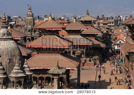 KATHMANDU, Nepál - 6. ledna: Pohled na náměstí Durbar Pátan 6 ledna 2009 v Káthmándú, Nepál. 