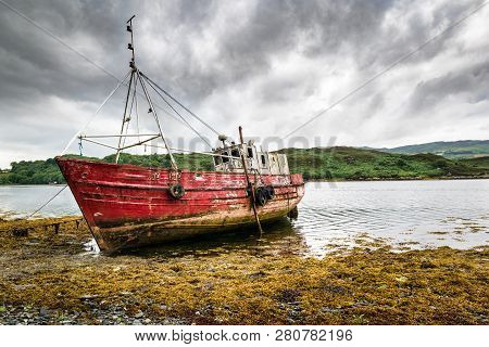 This Is A Photograph Of  An Abandoned Fishing Boat In Donegal Ireland