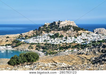 This Is A Picture Of Lindos Beach In The Greek Island Of Rhodes