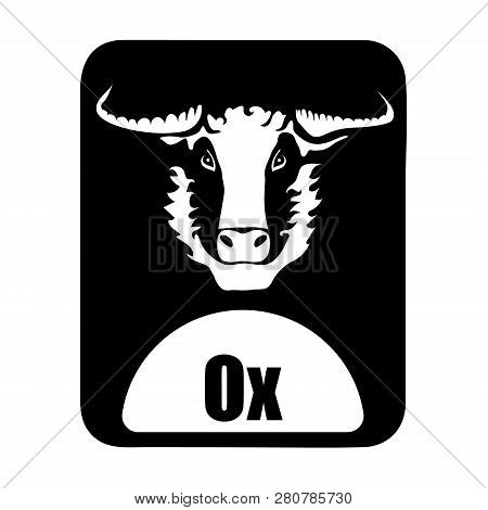 Chinese Calendar Animal Monochrome Logotype Ox Head