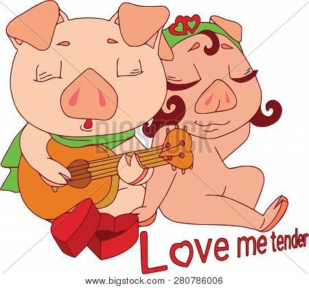 Cartoon Pig Set. Funny Pig Icons And Action, Cute Animal Poses Vector Isolated Symbol Illustration. 