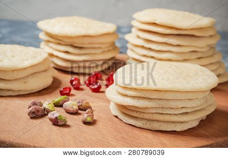 Moroccan Pancake Layer Cake - Baghrir Cake. Close Up