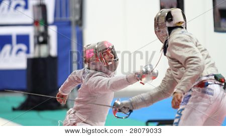 Moscovo, Rússia - 14 de fevereiro: Nikolay Kovalev Rússia competir em 2010 RFF Moscou Sabre mundo Fe