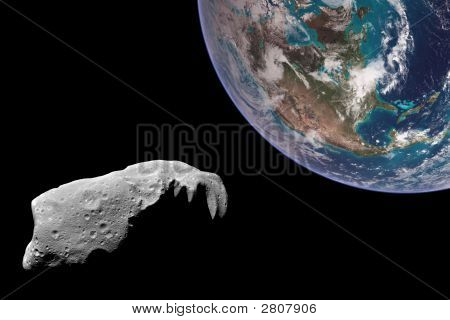 Asteroid se zaměřuje na zemi.