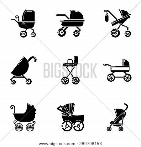 Baby Buggy Icons Set. Simple Set Of 9 Baby Buggy Icons For Web Isolated On White Background