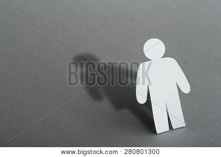 Concept Of Transvestite Or Bisexual. Transgender, Man Feels Like Woman. Shadow Of Male In Shape Of F