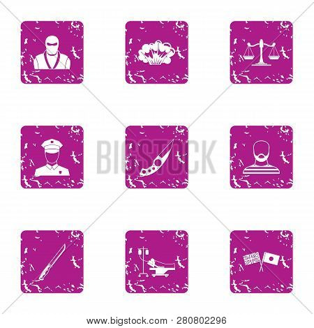 Friendship Of Nations Icons Set. Grunge Set Of 9 Friendship Of Nations Icons For Web Isolated On Whi