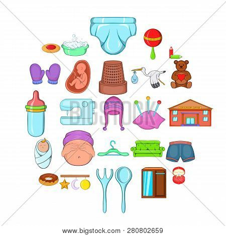 Kin Icons Set. Cartoon Set Of 25 Kin Icons For Web Isolated On White Background