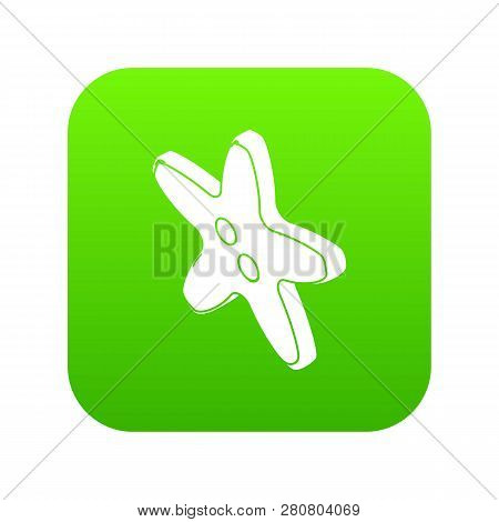 Star Clothes Button Icon Green Isolated On White Background