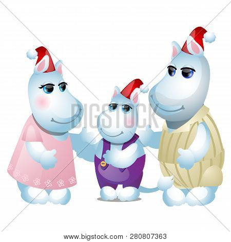 Family Of Fairy Tale Characters Isolated On White Background. Vector Cartoon Close-up Illustration.