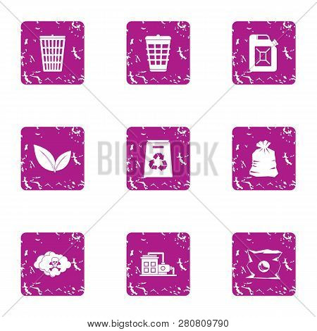 Hazardous Precipitation Icons Set. Grunge Set Of 9 Hazardous Precipitation Icons For Web Isolated On