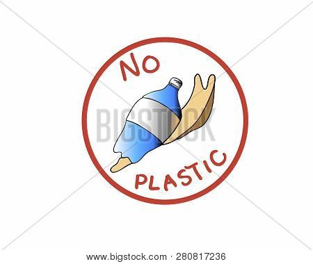 Sign No Plastic In The Form Of A Snail On A White Background Vector