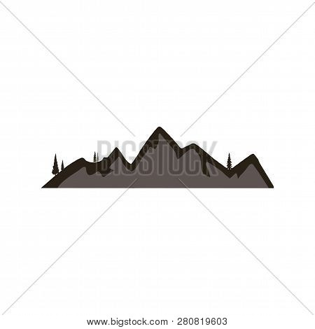 Mountain Silhouette Shape Symbol. Outdoor Icon Isolated On White Background. Stock Vector Element Fo
