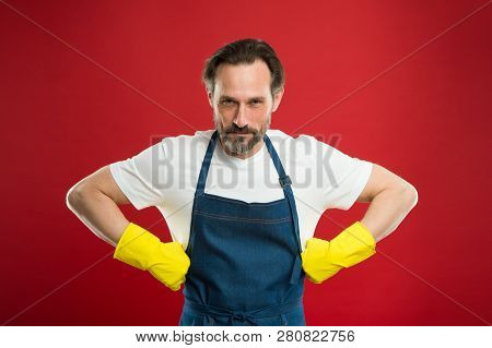 Spring Cleaning. Commercial Cleaning Company Concept. Domestic Helper. Maid Or Houseman Cares About 