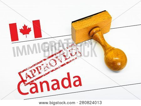 Approved Immigration Canada Application Form With Rubber Stamp