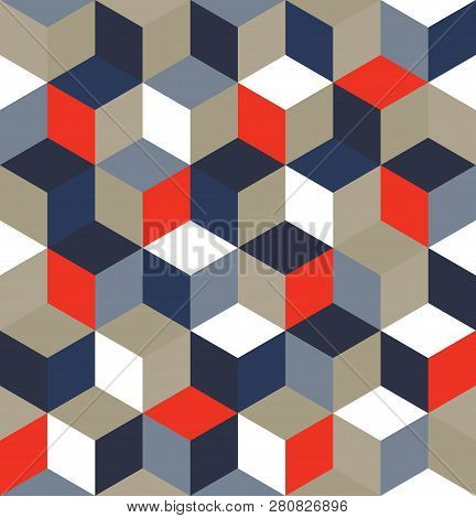 Seamless Pattern Of Colored Cubes. Endless Multicolored Cubic Background. Cube Pattern. Cube Vector.