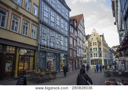 Hanover, Germany - October 27, 2018: Unidentified People On The Street Of Hanover, Germany. Hanover 