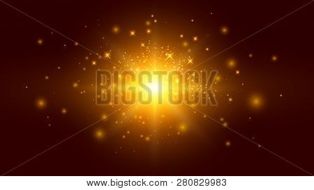 Golden Background With Particles And Light Effects