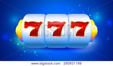 Spin And Win Slot Machine With Sevens. Bright Blue