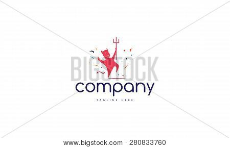 Colorful Vector Logo Which Depicts A Cheerful And Perky Dancing Devil.