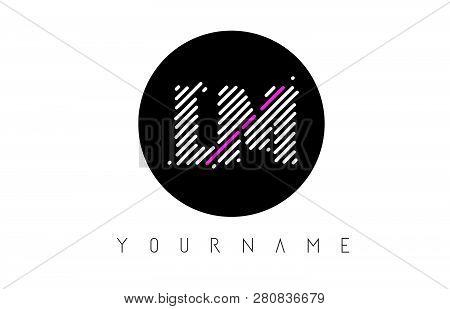 Lm Letter Logo Design With White Lines And Black Circle Vector Illustration