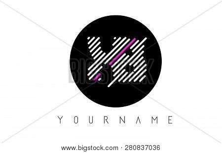Xb Letter Logo Design With White Lines And Black Circle Vector Illustration