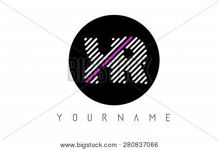 Xr Letter Logo Design With White Lines And Black Circle Vector Illustration