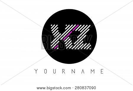 Xz Letter Logo Design With White Lines And Black Circle Vector Illustration