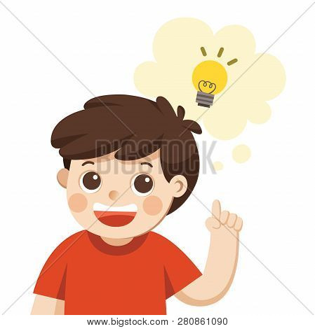 Learning And Growing Children. A Cute Boy Thinking.
