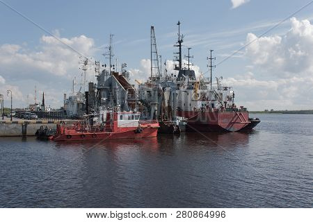 Ships Of Different Types To Work In The Equatoria Of The Port
At The Pier